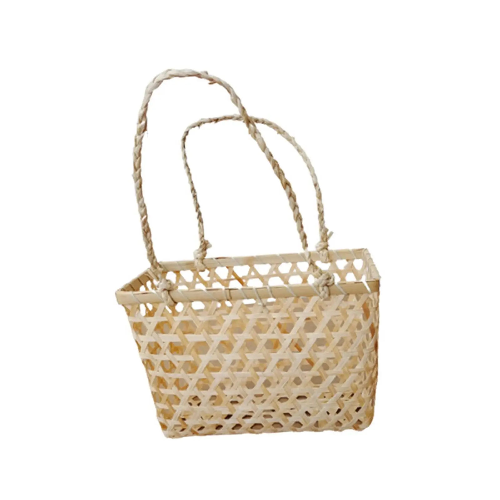 Basket, Small Picnic Basket, Portable Rattan Basket, Food Storage Container for