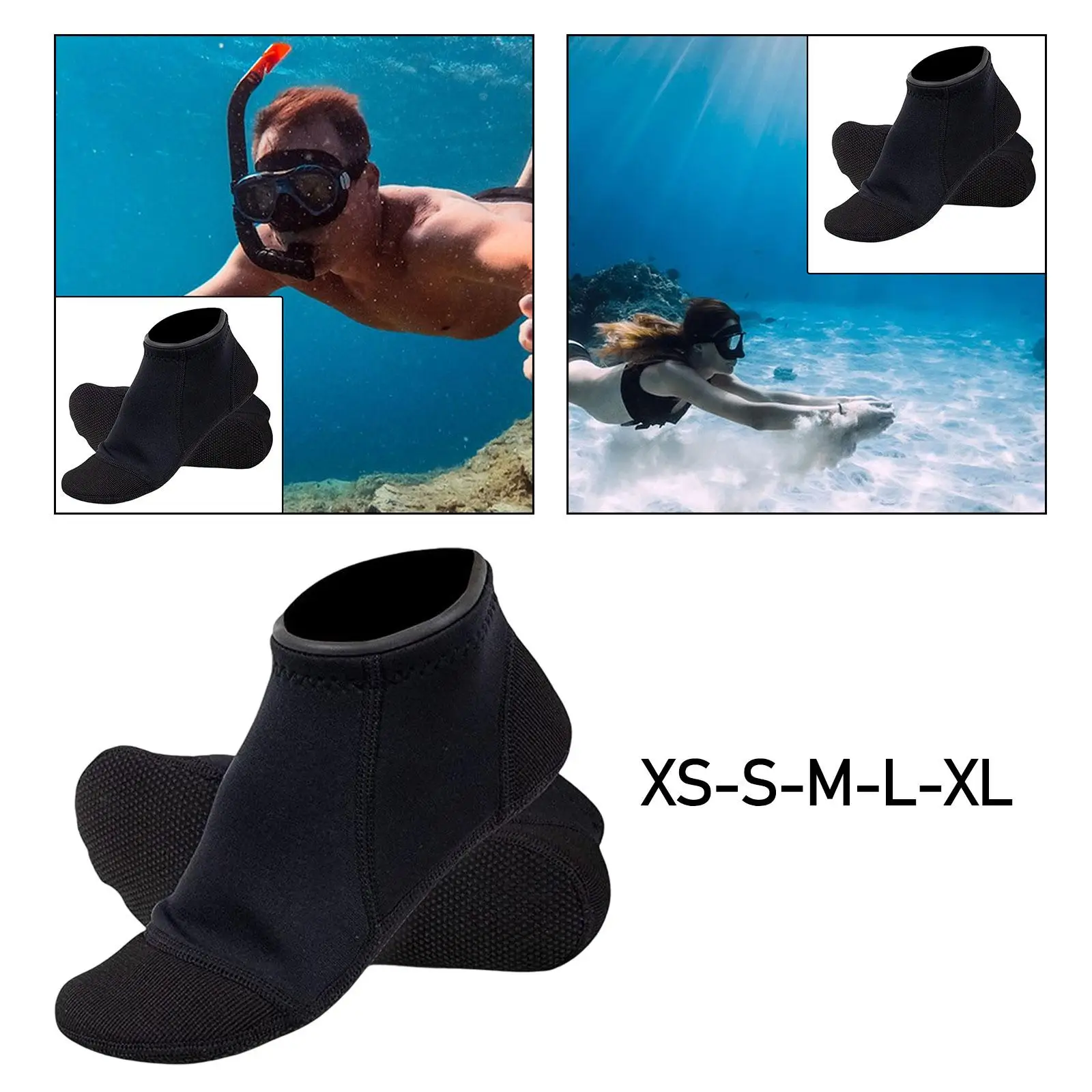 Pair of 3mm Neoprene Socks Snorkeling Scratch Proof Nonslip Surfing Booties Scuba Diving Socks for Outdoor Activities Rafting