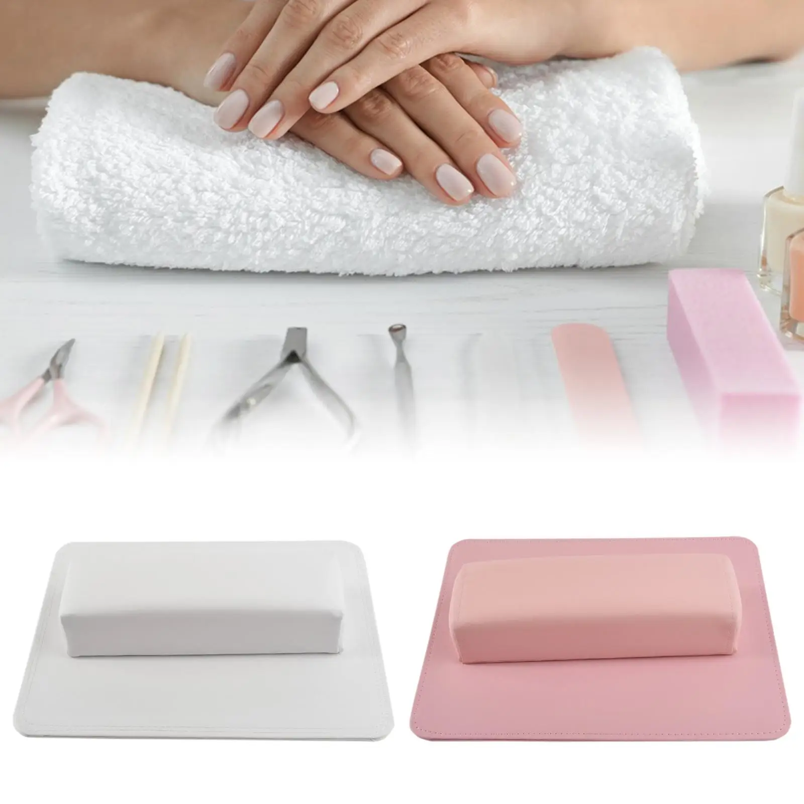 Nail Hand Pillow and Mat Set/ Nail Hand Rest Holder/ Comfortable PU Leather/ Wrist Arm Pad/ Manicure Tool for Home Salon
