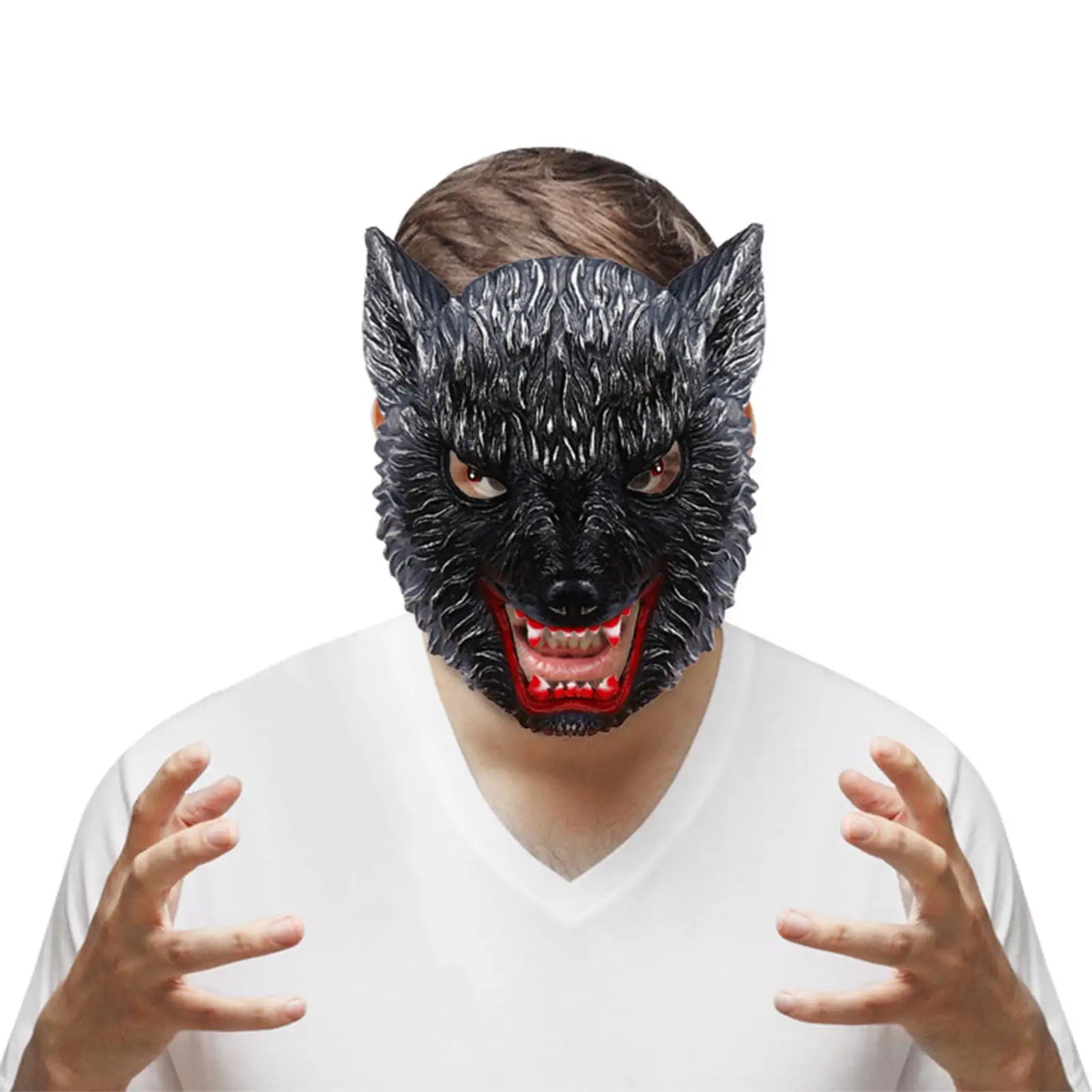 Halloween Wolf Mask ,Masquerade Cosplay Costume Party Supplies Werewolf Half Face for Theatrical Stage, Makeup Costume Props