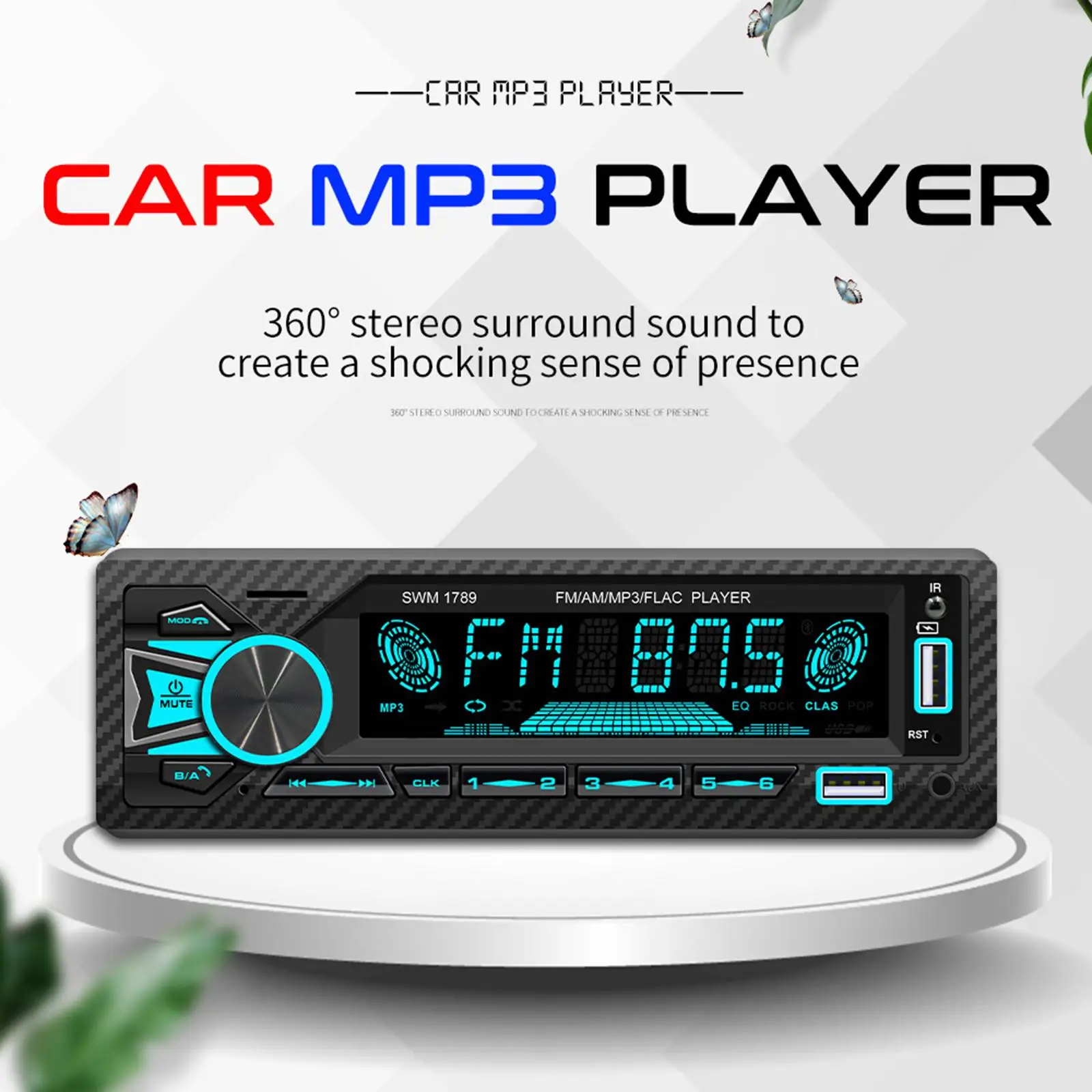 Bluetooth Car Stereo Audio MP3 Player Locate and Find Car Bluetooth Audio 2.1A Fast Charger Dual USB Port AM/FM Radio Receiver