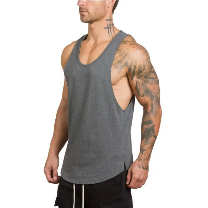 None - Camiseta de tirantes sin mangas para hombre, ropa de gimnasio para Fitness, musculación, chaleco de entrenamiento, ropa interior