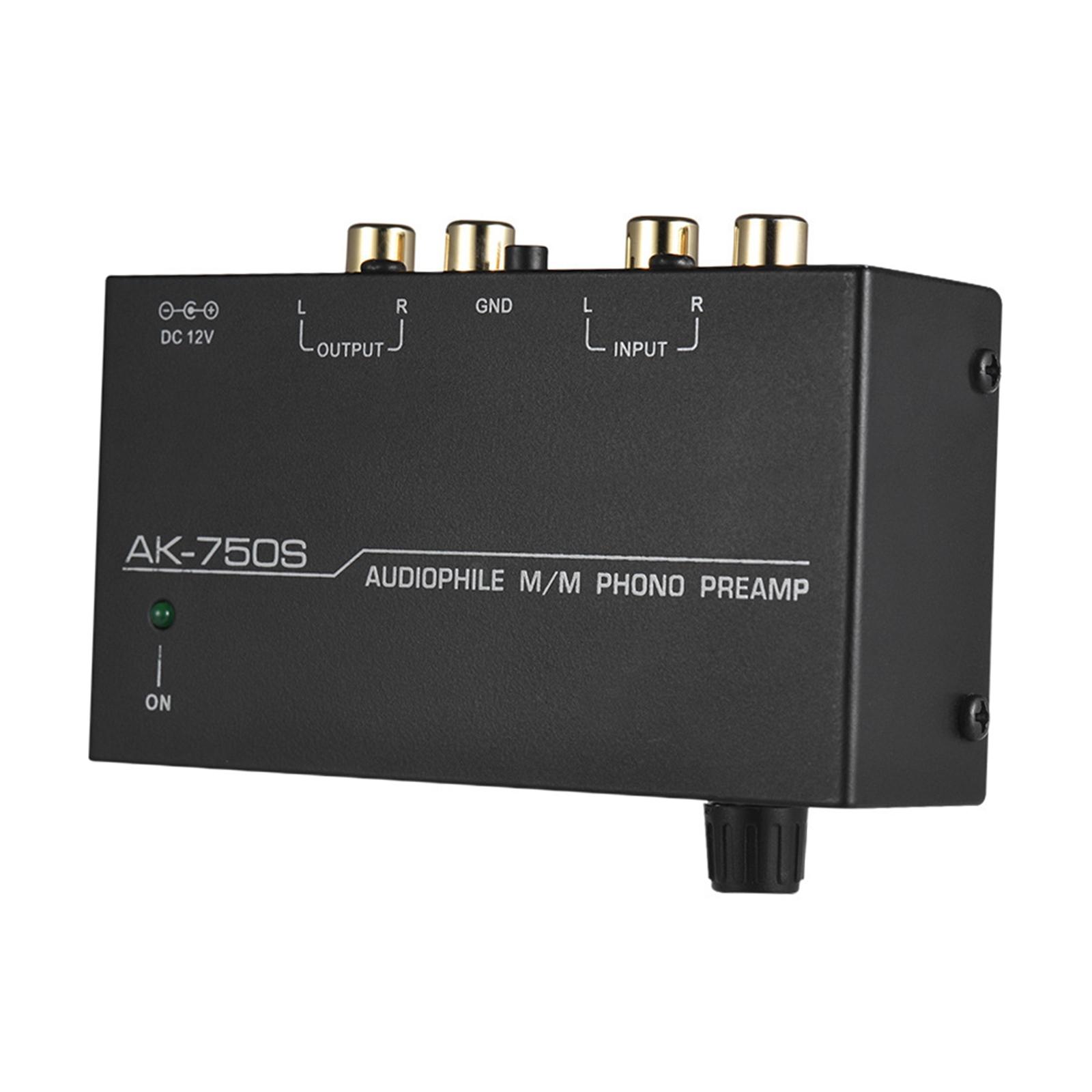Phono Preamp Preamplifier US Standard Plug for Converting Phono Signal to Level Signal Accessory Compact Durable ,Black