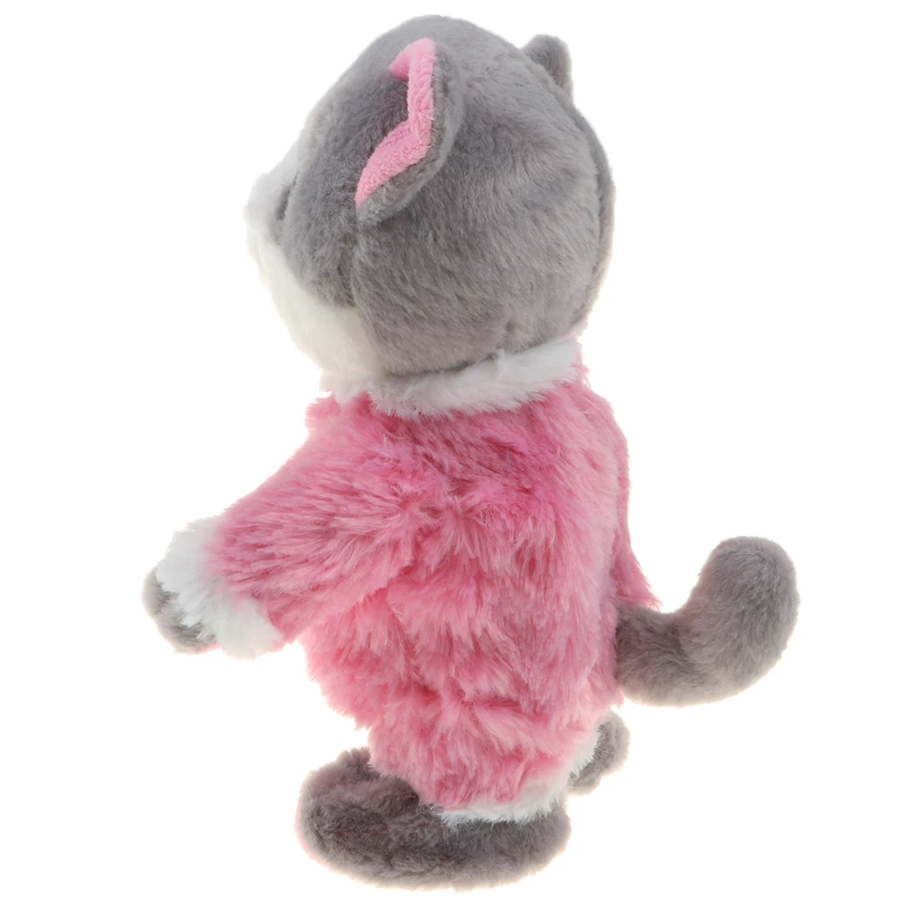 8 Inch Plush Animal Repeats What You Say Electronic Pet, Talking & Walking Kitten, Kids Interactive Toy - Pink Cat