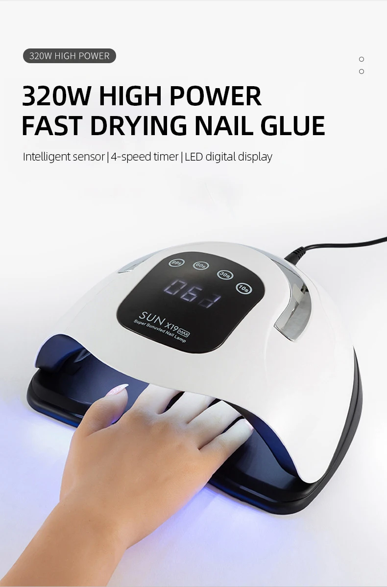 320W Professional Nail Dryer For Manicure Powerful UV Gel Nail Lamp 72 LEDS UV Gel Varnish With LCD Display Nail Salon Equipment