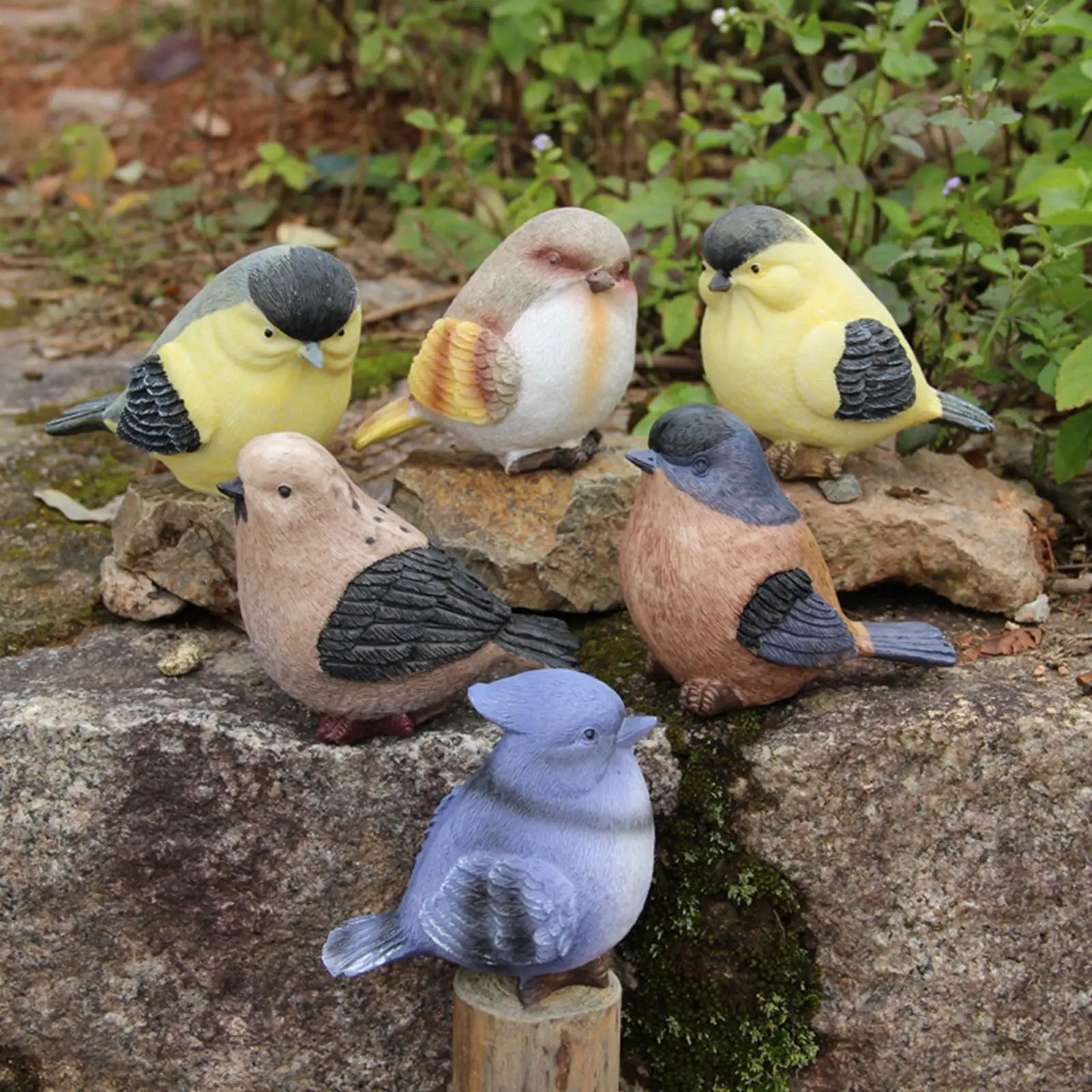 Resin Bird Statues Birds Figures Miniature Birds Sculpture Art Crafts for Cabinet Outdoor Indoor Bookcase Desktop Decoration