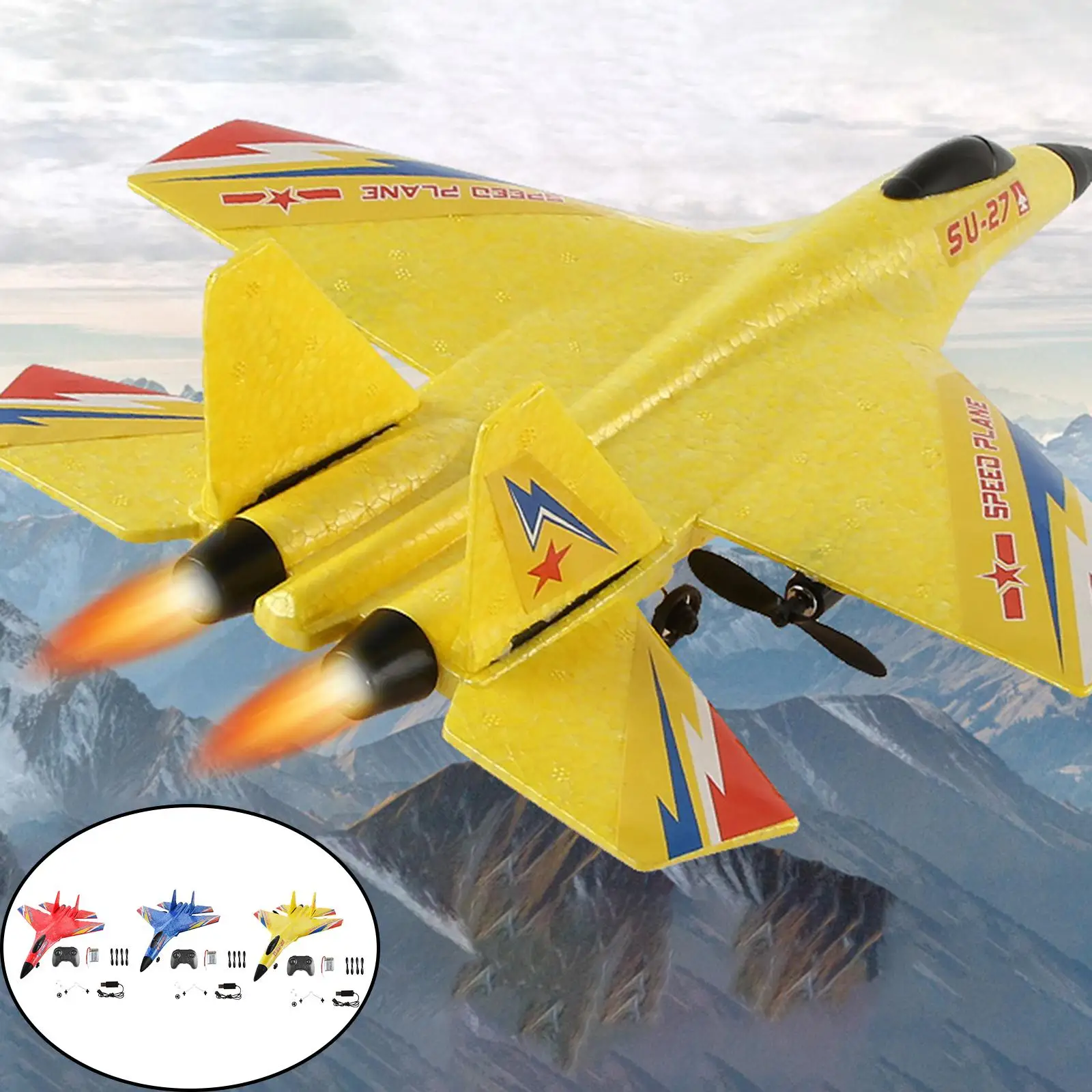 SU-27 EPP Foam RC Fixed Wing Plane Remote Control Glider 2CH with LED Lights Outdoor Toys