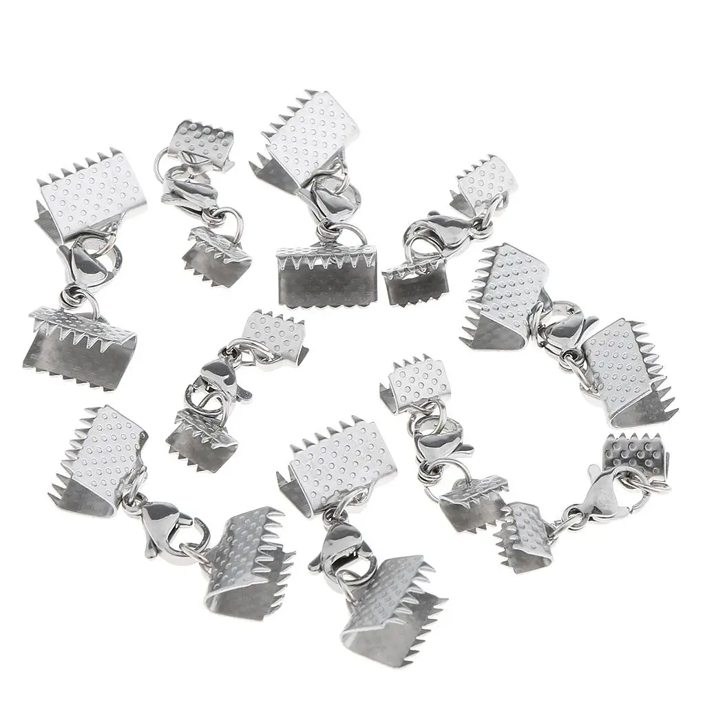 10pcs Ribbon clip and clamp End Cap Necklace Bracelet Connector Findings