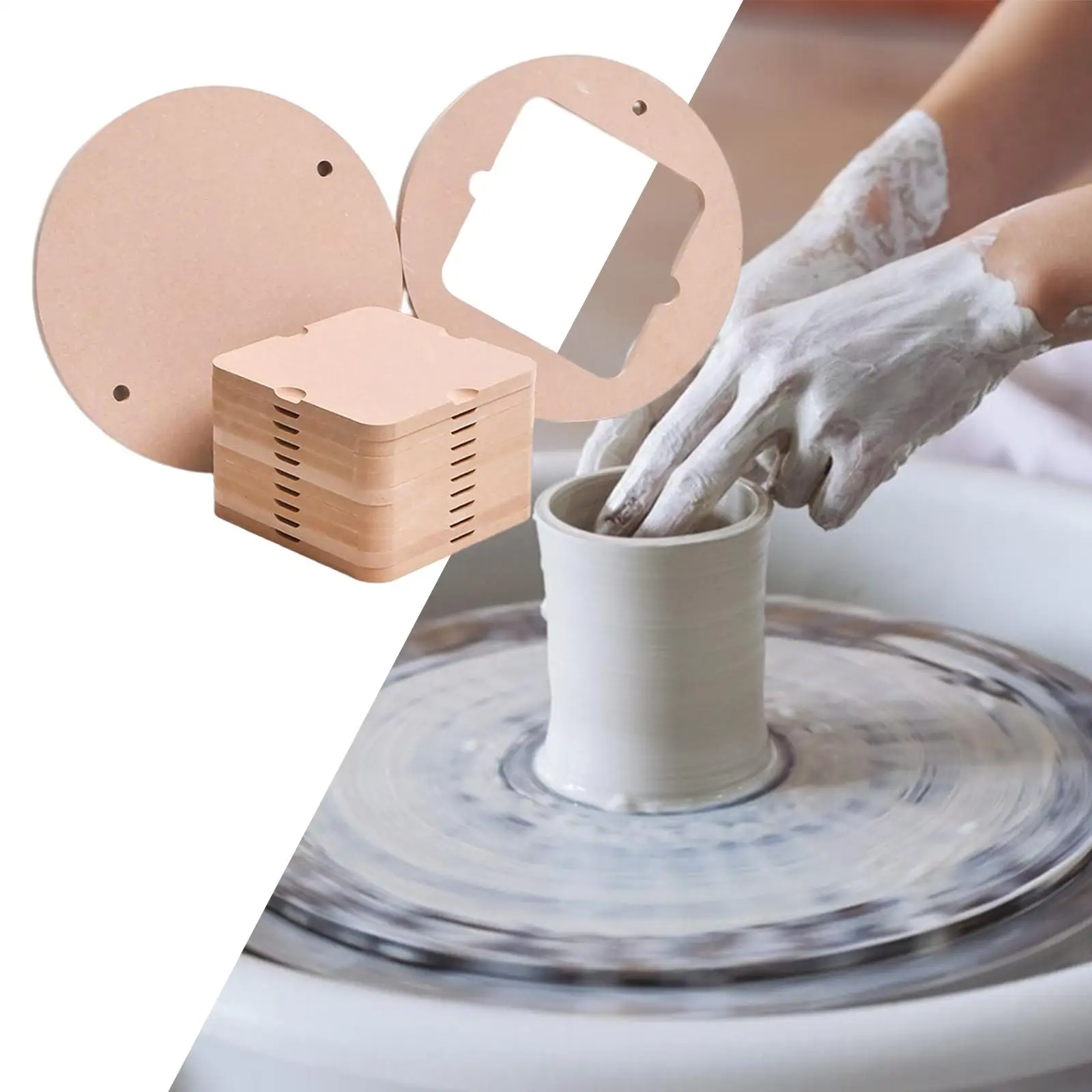 Pottery Wheel Pads Absorbent Quick Drying 7`` Square Inner Bats Clay Sculpture Modeling Tools for Potters and Clay Artists