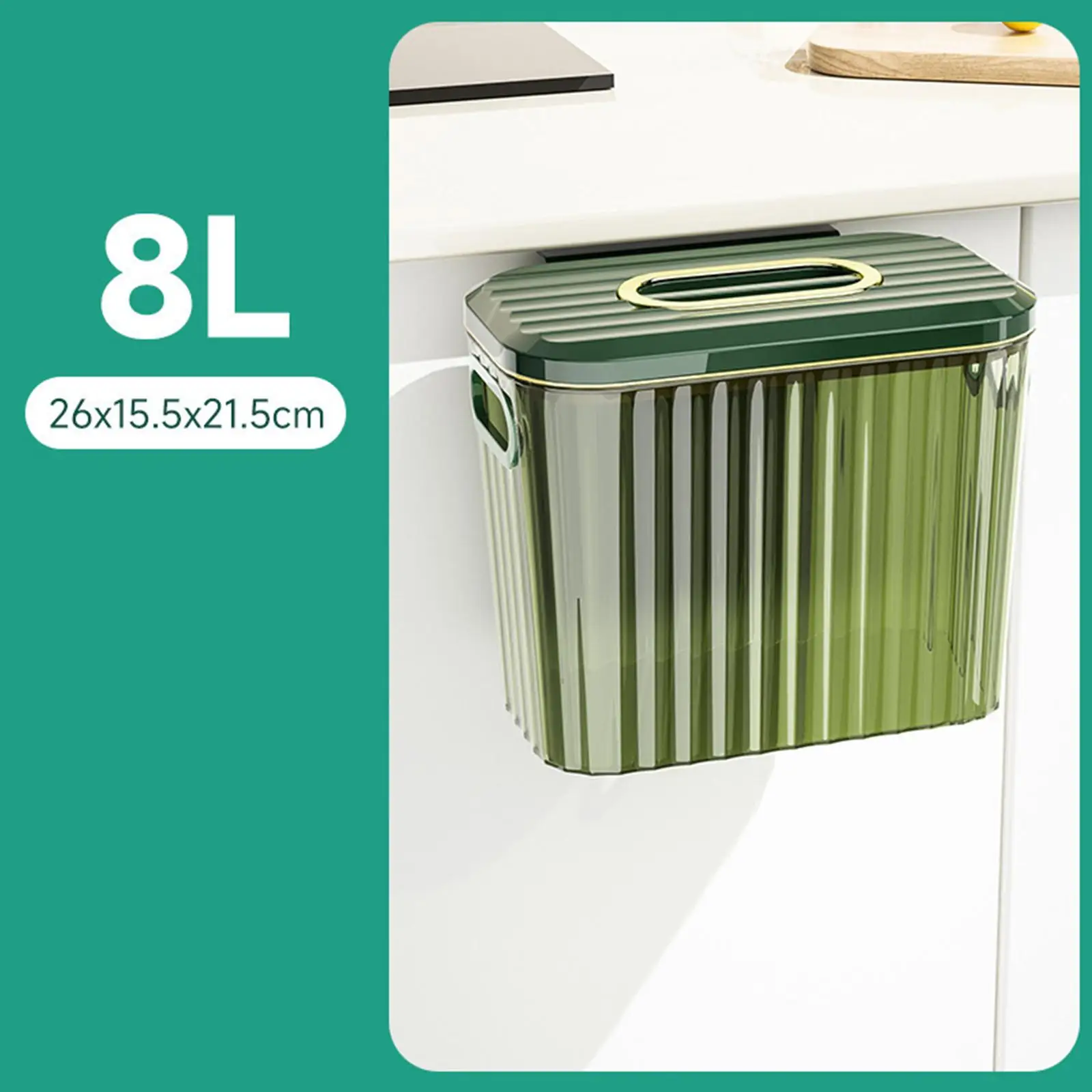 Kitchen Hanging Trash Can with Lid Compost Bin Indoor Durable Portable for Door Countertop