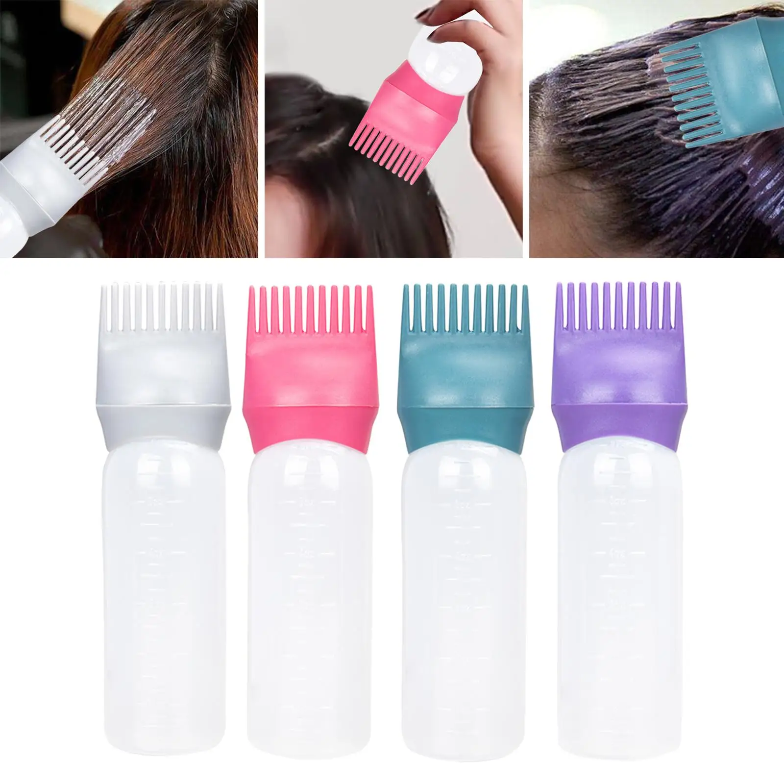 120ml Root Comb Applicator Bottle Hair Coloring Dyeing Dispensing Container Refillable Empty Hair Dye Applicator Comb for Shop