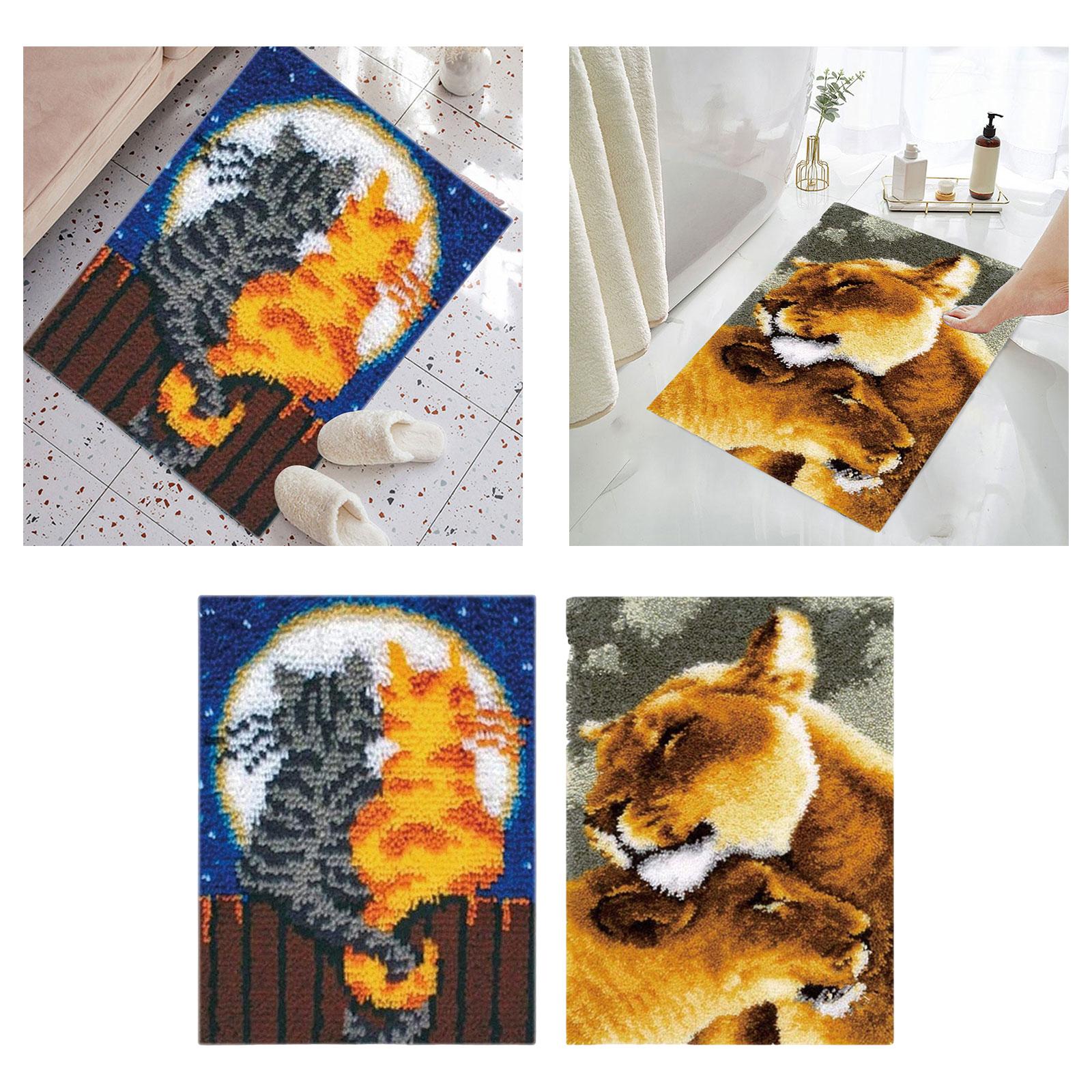 Creative Latch Hook Craft Kit Handmade DIY Rug Carpet Needlework Home Decoration Animal Pattern Carpet Making Kit for Carpet