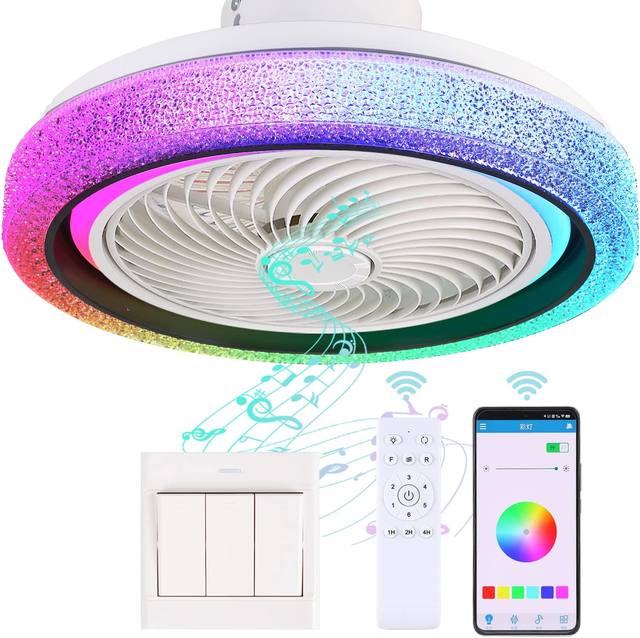 Ventilatore Da Soffitto Con Luce LED A Cristallo - 36W, Telecomando, 6 Velocità, Timer, Silenzioso, Per Camera Da Letto E Soggiorno