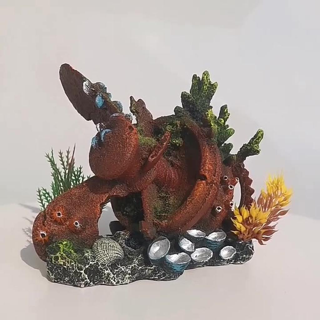 Resin Crafts Aircraft Engine Wreckage Model Gifts Collections Creative Simulation for Fish Tank Aquarium Decor