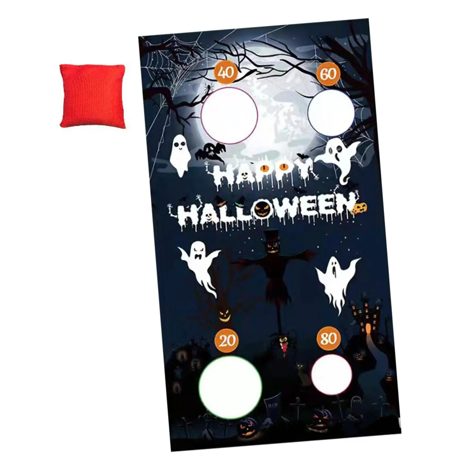 Halloween Toss Game Banner Hanging Toss Game Banner Party Supplies for Carnival Halloween Beach Garden Throwing Game