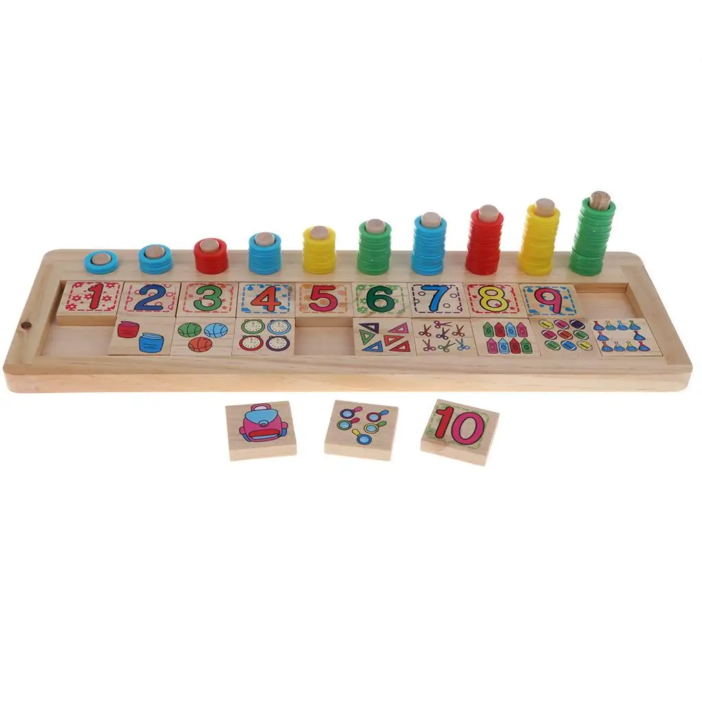Children Wooden Mathematics Numbers Counting Matching  Cognition Educational Toy