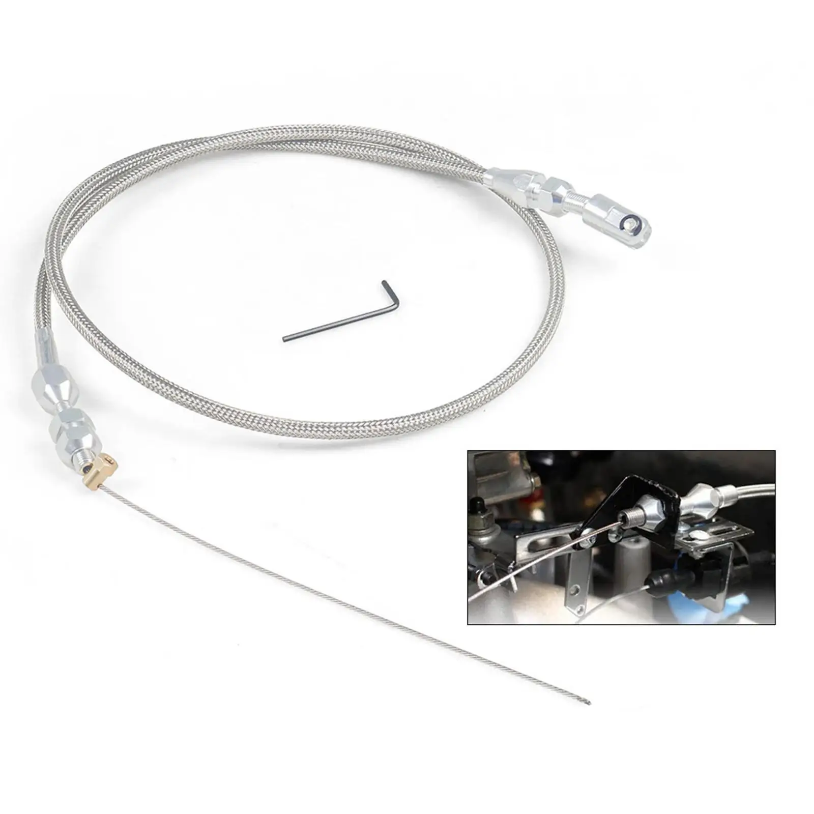 Throttle Cable 36inch Stainless Steel Braided Fit for LS 4.8L 5.3L Easy to Install Replacement Durable Accessories