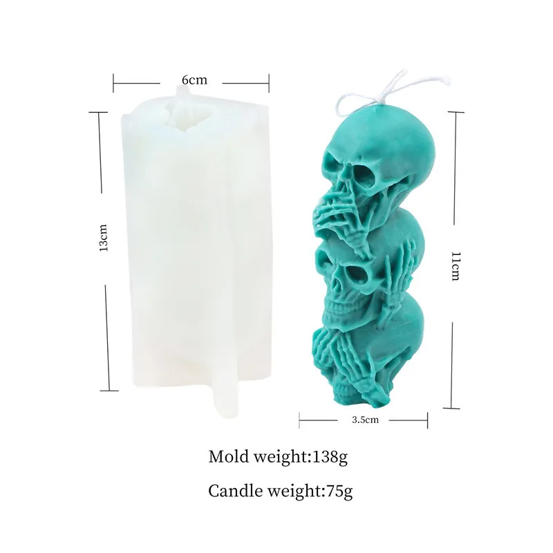 Description Picture 2 of itemThree-faced Goddess Candle Silicone Mold DIY Skull Witch Candle Making Kit  Soap Caly Resin Cake Mold Gifts Craft Supplies