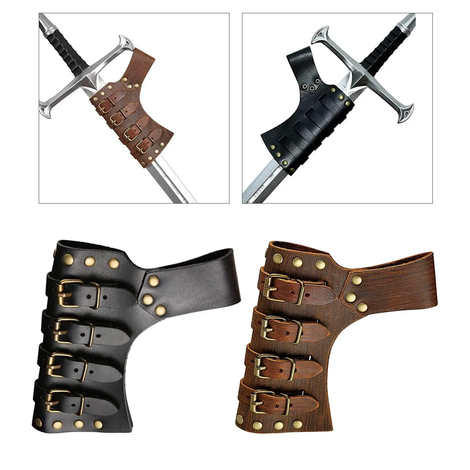 Vintage Style Belt Waist Sheath Cutlass Rapier Costume Accessories PU Leather Scabbard for Cosplay Stage Show Performance Party