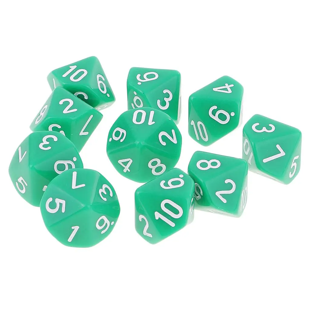 10 Sided Plastic Polyhedral Set Numeral s Table Board Game Accessories for ,