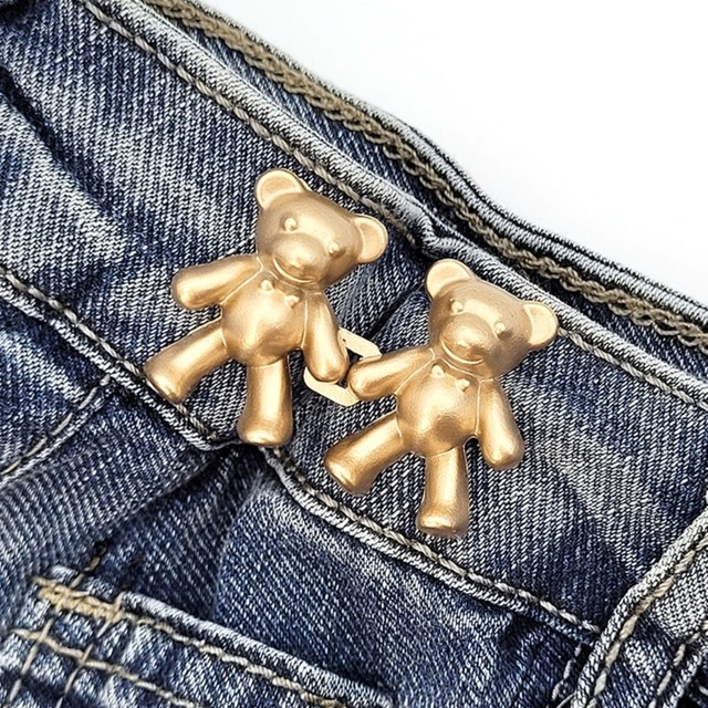 2Pcs Bear Shaped Adjustable Jean Button Waist Buckle Snap Pants Buckle  Extender Replacement Jeans Button Attacher Pins - AliExpress