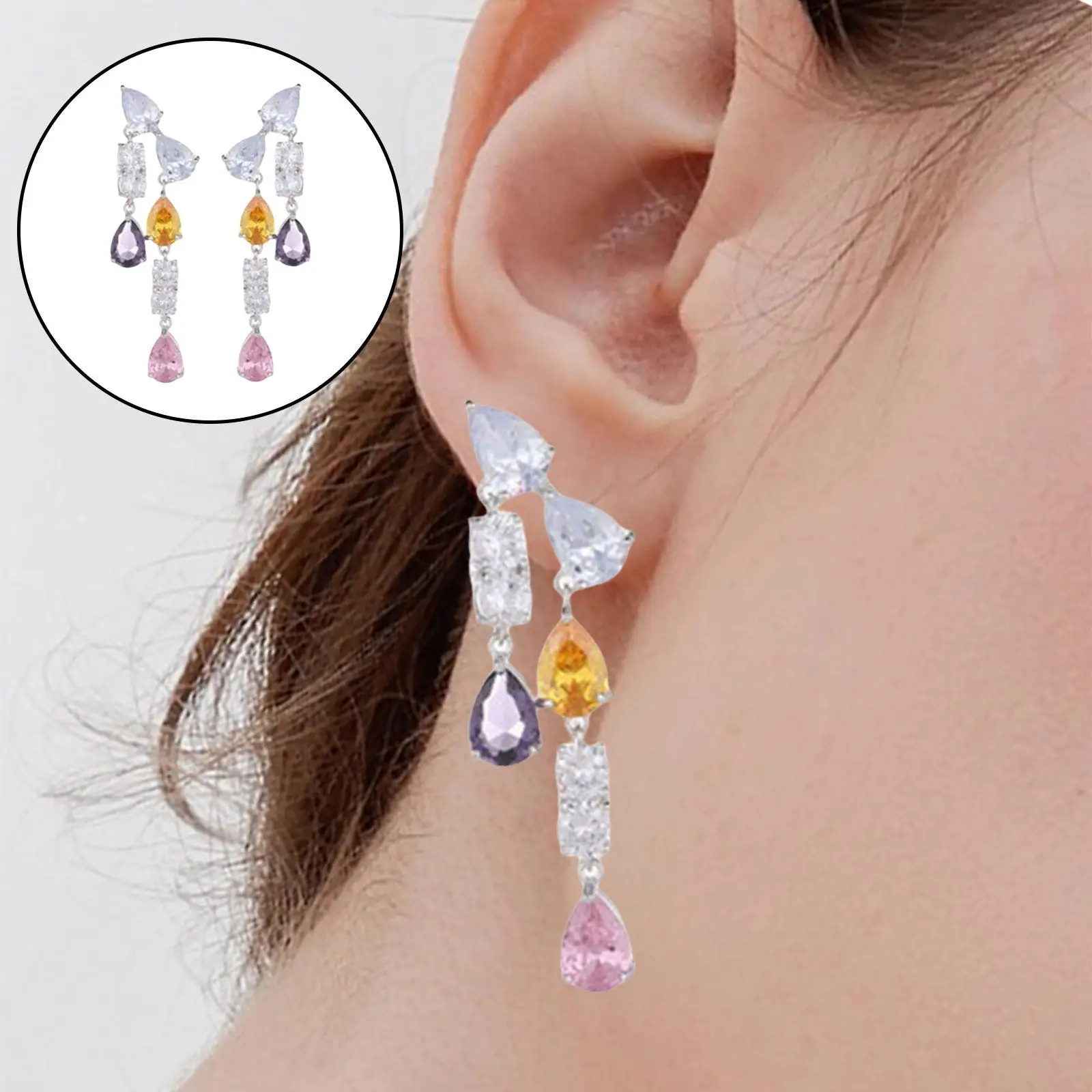 2 Pieces Colorful Dangle Earrings Lightweight Clothing Accessories Lady Shiny for Beach Graduation