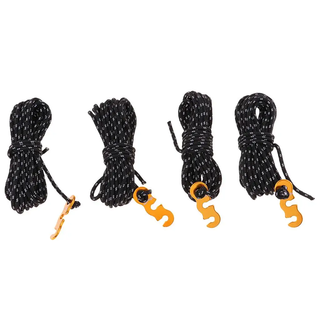 Prettyia 4 Pcs Reflective Camping Tent   Rope Guy Line Cord 