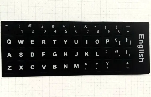 Adhesivos para teclado inglés, 5 en 1, adhesivo de repuesto para teclado  inglés con fuente blanca sobre fondo negro, universal para computadora de