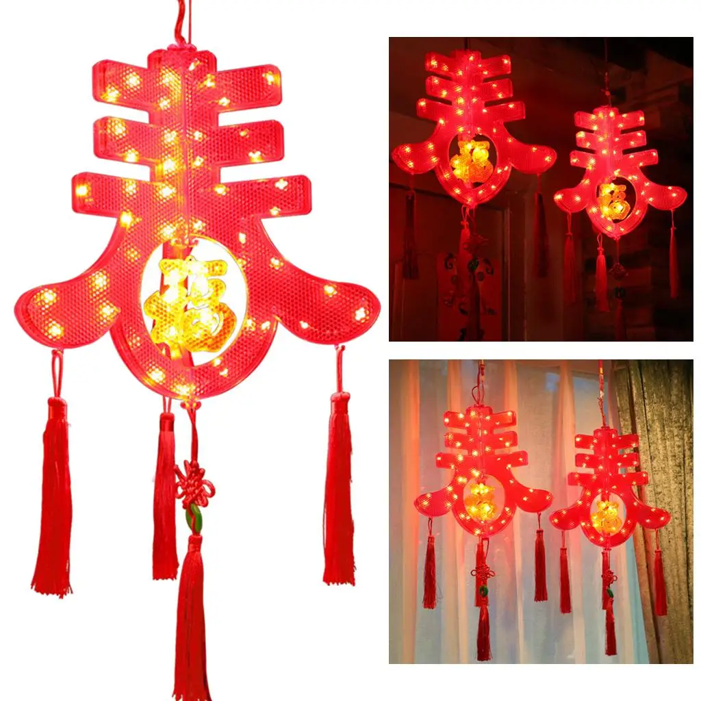 Red Spring Festival Lanterns LED Lights Hanging Pendant Chinese Lanterns for Party Outdoor Indoor Holiday Lantern Festival Decor