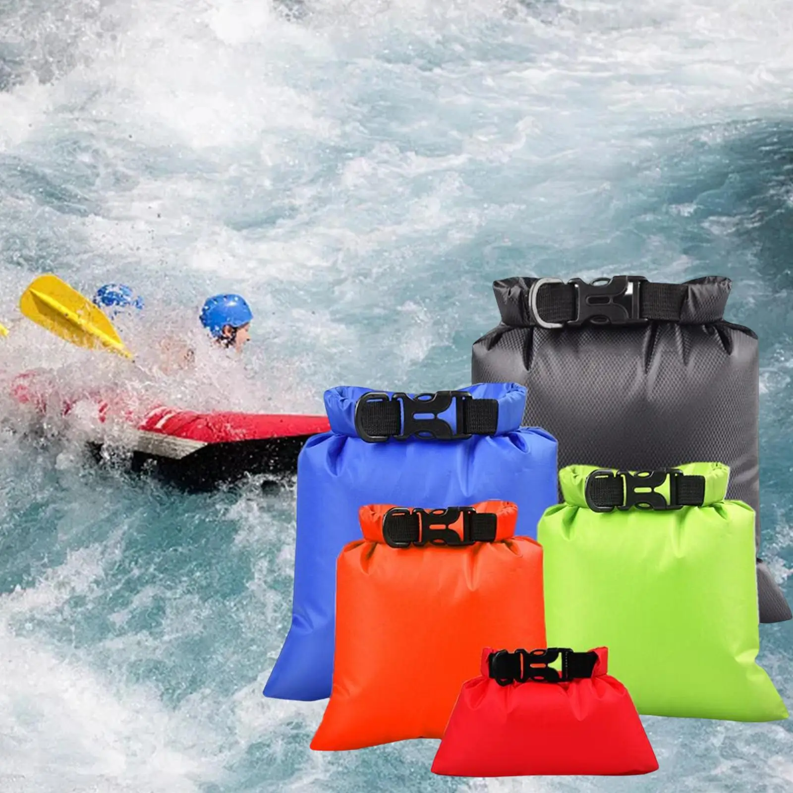5Pcs Waterproof Dry Bags Lightweight Foldable Floating Dry Sacks Keeps Gear Dry for Swimming Outdoor Camping Travel Fishing Gym