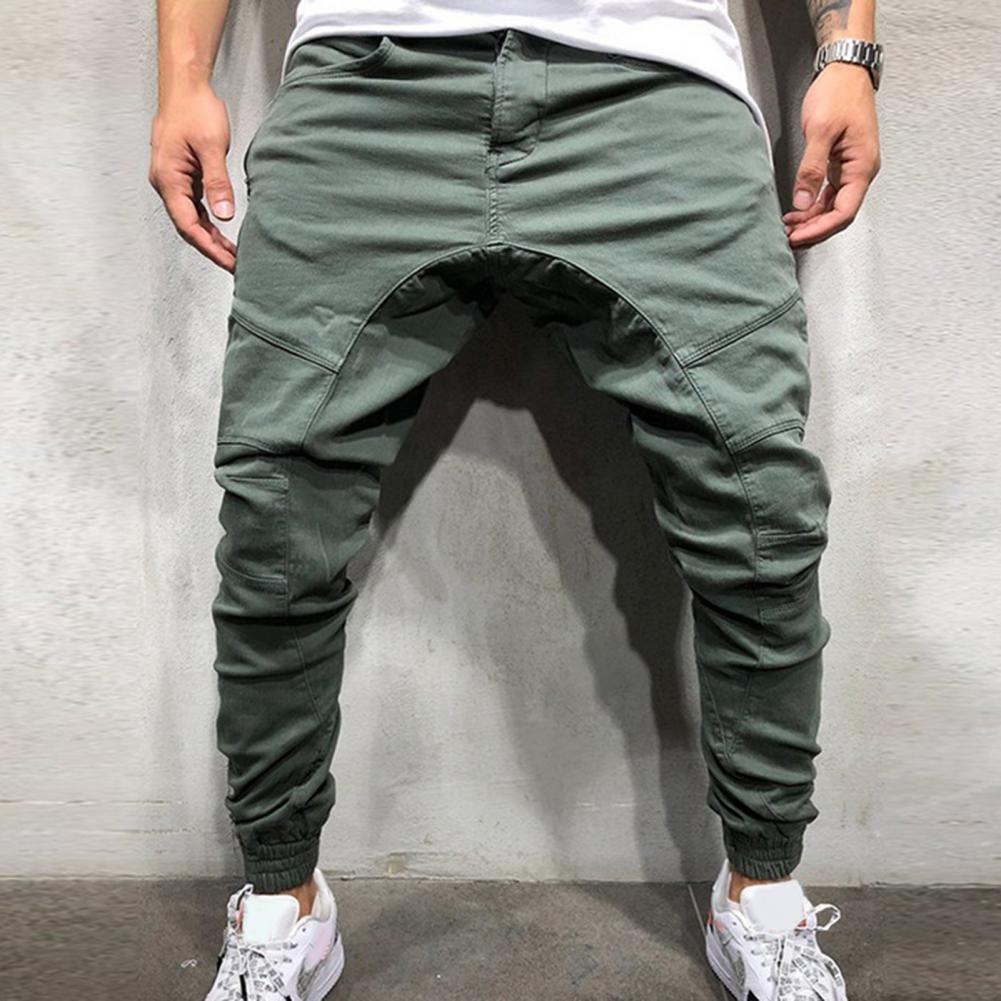 Elastic Waist Slim Hip-hop Sports Men Pants Pencil Multi Pockets Harem Joggers Pants Streetwear_voghion.com