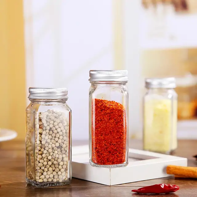 RSVP Endurance® Large Square Glass Spice Bottles – Clear - Spoons N Spice