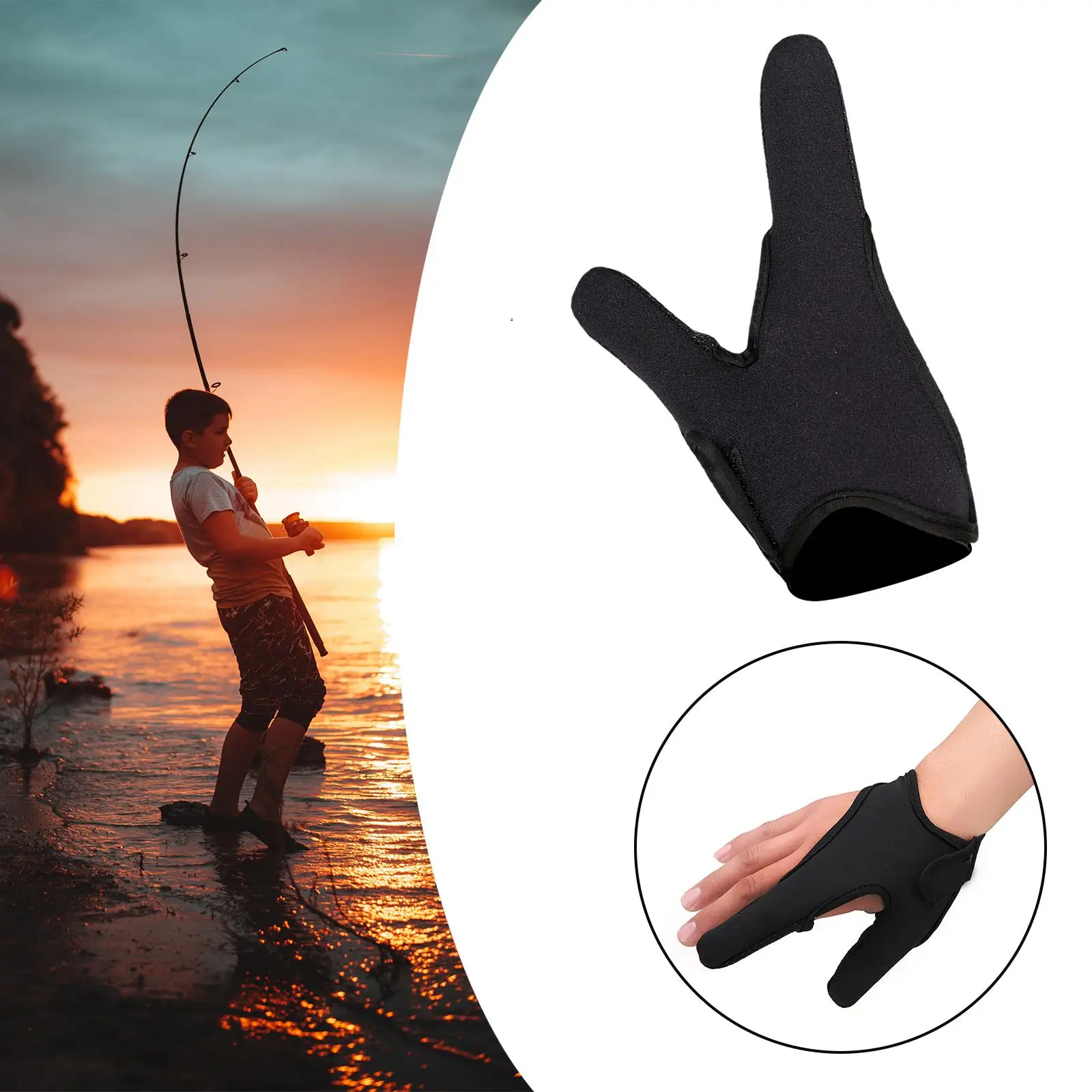 Outdoor Fishing Gloves Casting Two Finger Stall Elastic Waist Band Unisex