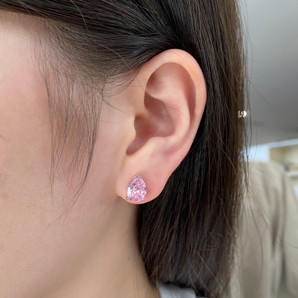 PuBang Fine Jewelry Ohrstecker aus 100 % 925er Sterlingsilber mit rosa Edelsteinen, im Labor hergestellten Saphiren, für Damen, Geschenke, Großhandel – Detail 4