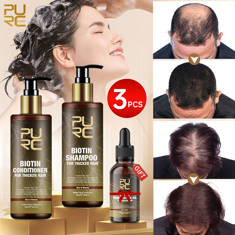 Best of PURC Fast Hair Growth Products For Men Biotin Anti Hair Loss Oil Shampoo Conditioner Set Hair Treatment For Women Beauty Health Reviews & Tips