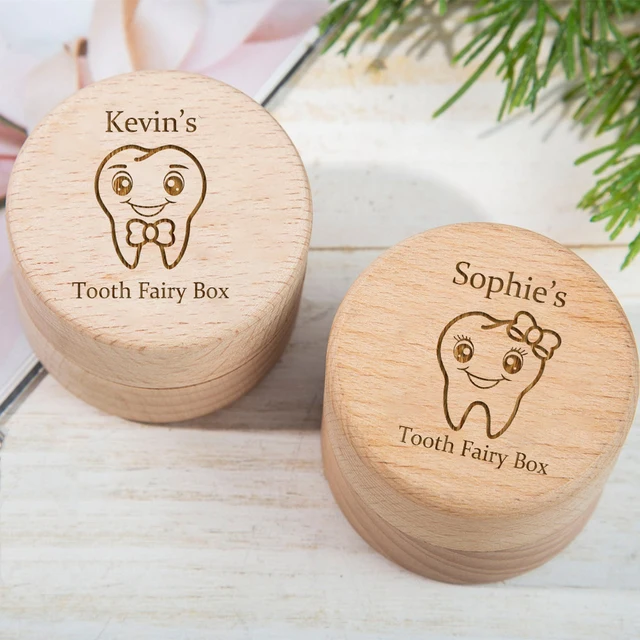 ▷ Caja de madera niña para guardar dientes de leche en forma de detalle ❤️  