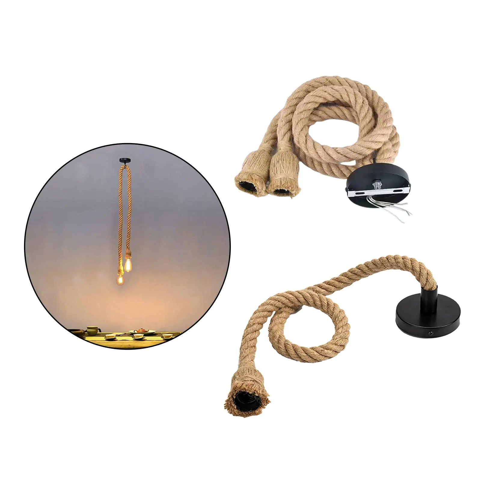 Braid Rope Light Ceiling Pendant Light Vintage Hanging Light Retro Rope Hanging