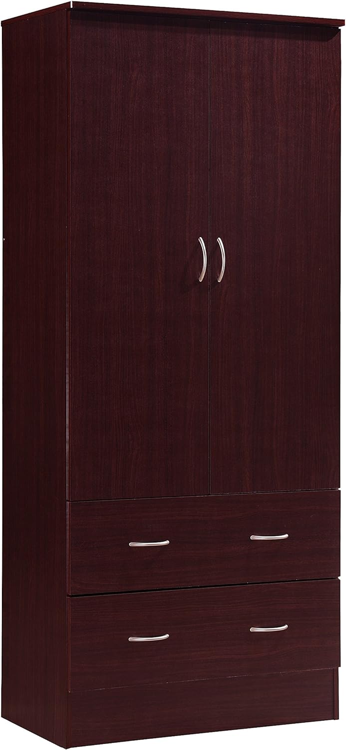 Title 2, HODEDAH 2 Door Wood Wardrobe Bedroom Closet wit...