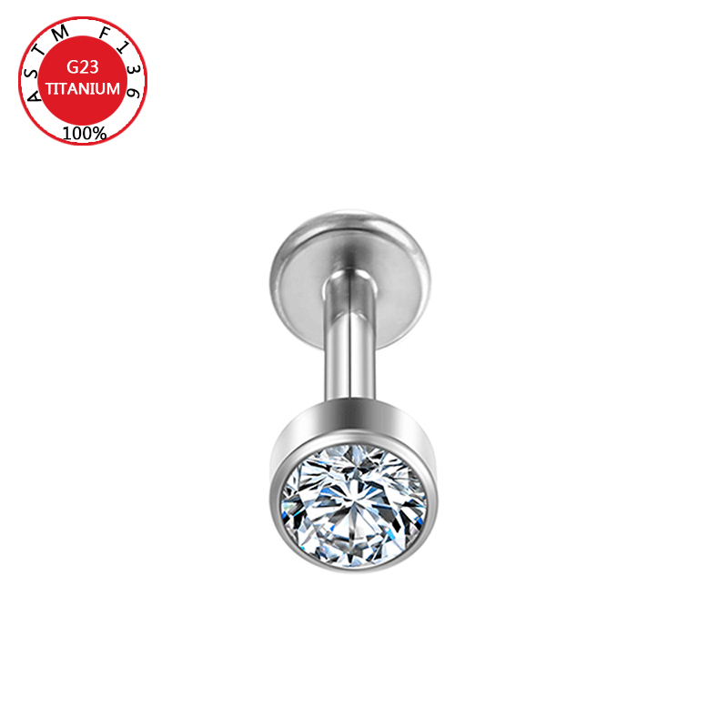 ASTM F136 Titan Zirkon Ohrstecker Labret Ohrstecker Lippenring Nasennagel Knorpel Helix Lappen Muschel Ohrringe Körperpiercing Schmuck – Detail 9