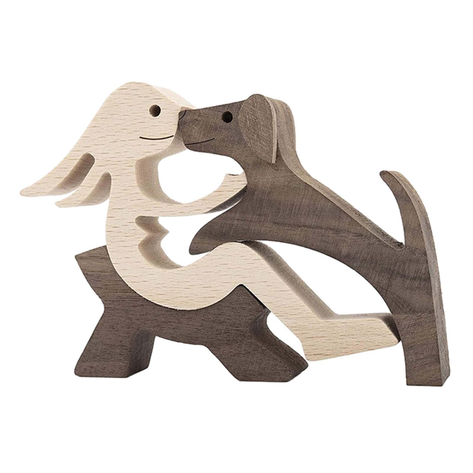 Wooden Dog Gift for Dog Lover Creative Crafts Figurine Memorial Souvenirs Unique Gift Wooden Dog Family Statue Living Room