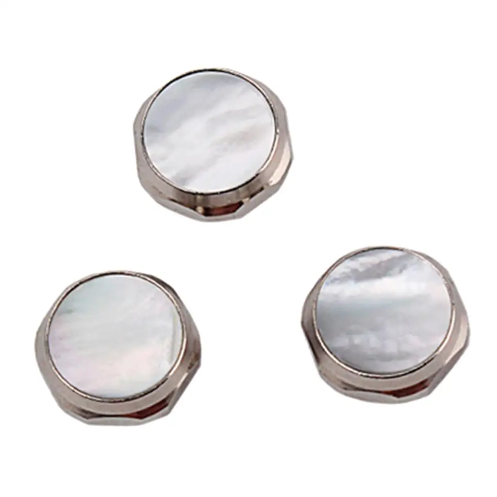3 Pieces Alloy Shell Inlays Trumpet Finger Buttons Brass Instrument Accessories, White