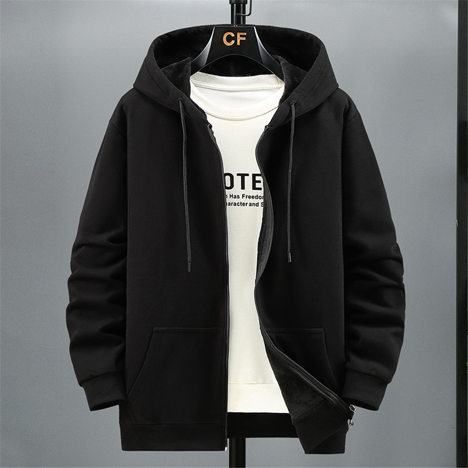 2024 Men Zip Oversized Hoodie Plus Sized Fleece Hood Long Sleeve Top Male Sweatshirt Zipper Loose Baggy Big Size Plus Large 12XL