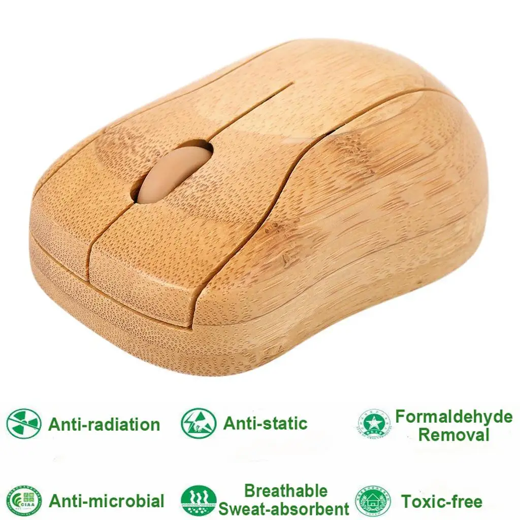 Natural Bamboo  Optical Mouse Handcrafted Healthy Sweatproof and Ergonomic  Wooden Computer Mice