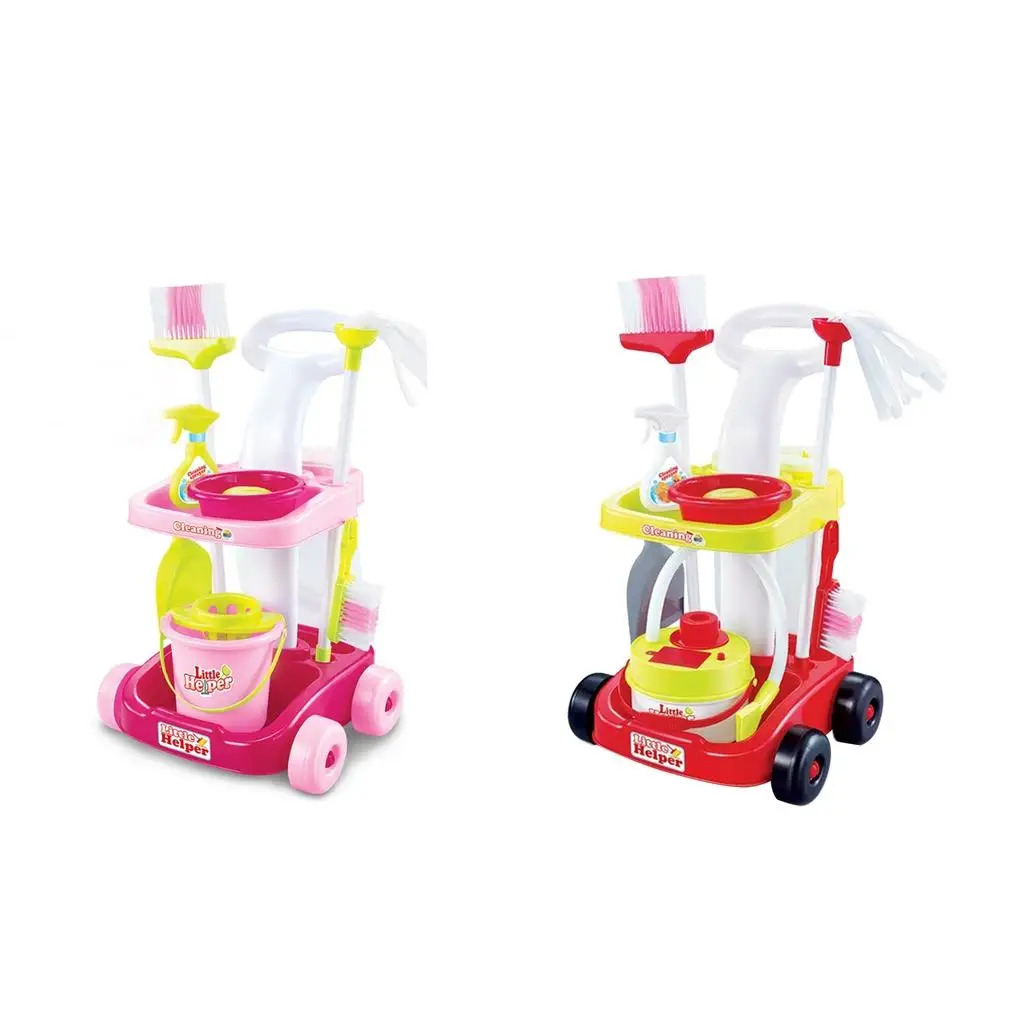 Kids Cleaning Set and Tools, Housekeeping Toys with Cleaning Cart, Bucket, Broom, Mop, Detergent, Cleaning Bag and Accessories