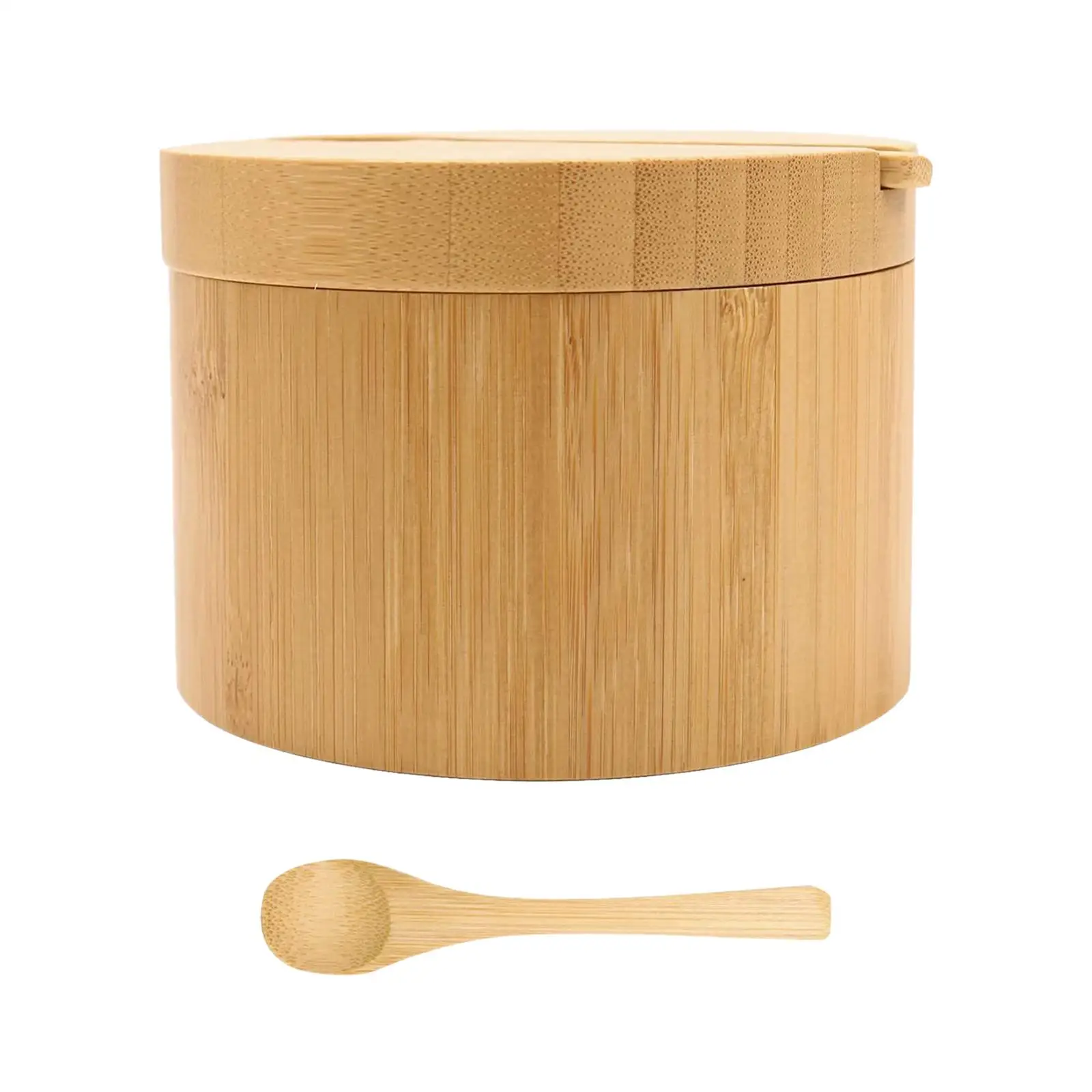 Wood Box for with Magnetic Lid and Spoon Cylinder Holder Desk Office Storage for Tea Salt Kitchen Countertop
