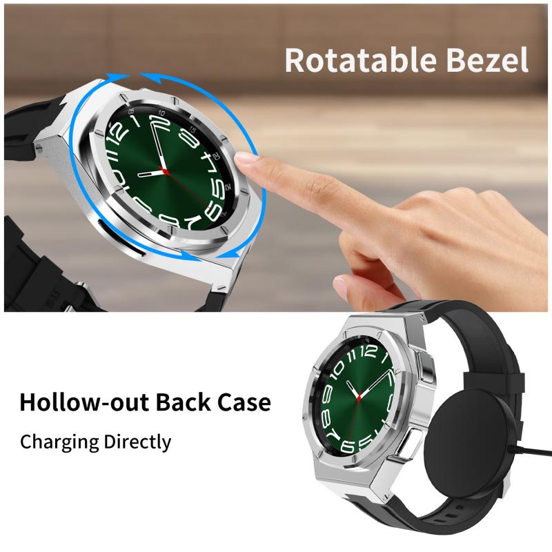 Modification Kit Case For Samsung Galaxy Watch6 Classic 47mm 43mm Stainles Steel Metal Strap Bracelet Galaxy6Classic Rubber Band