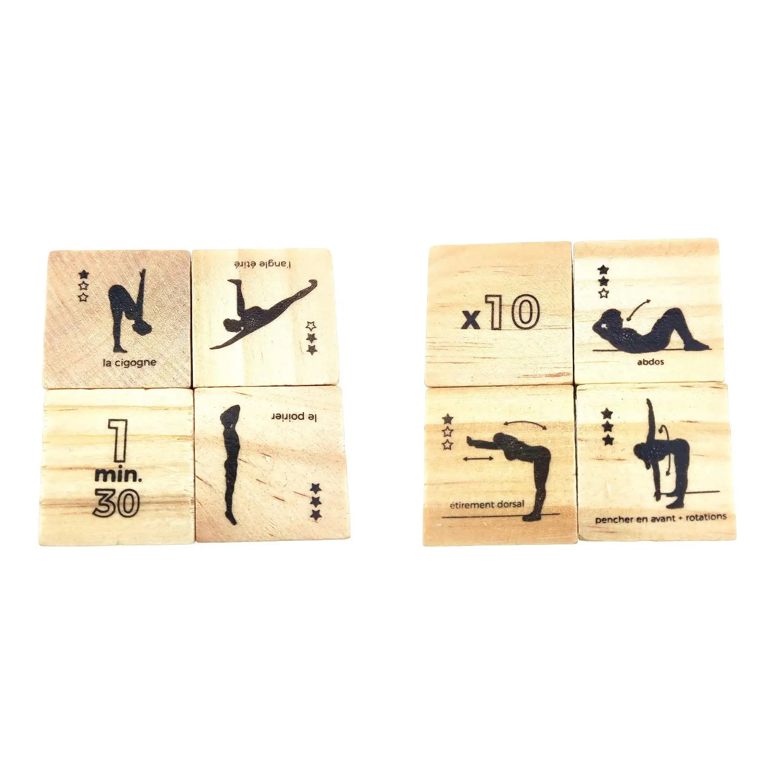 4 Pieces Wooden Yoga Dice Set Practice Guide Pose Workout Exercise Dices D4 for