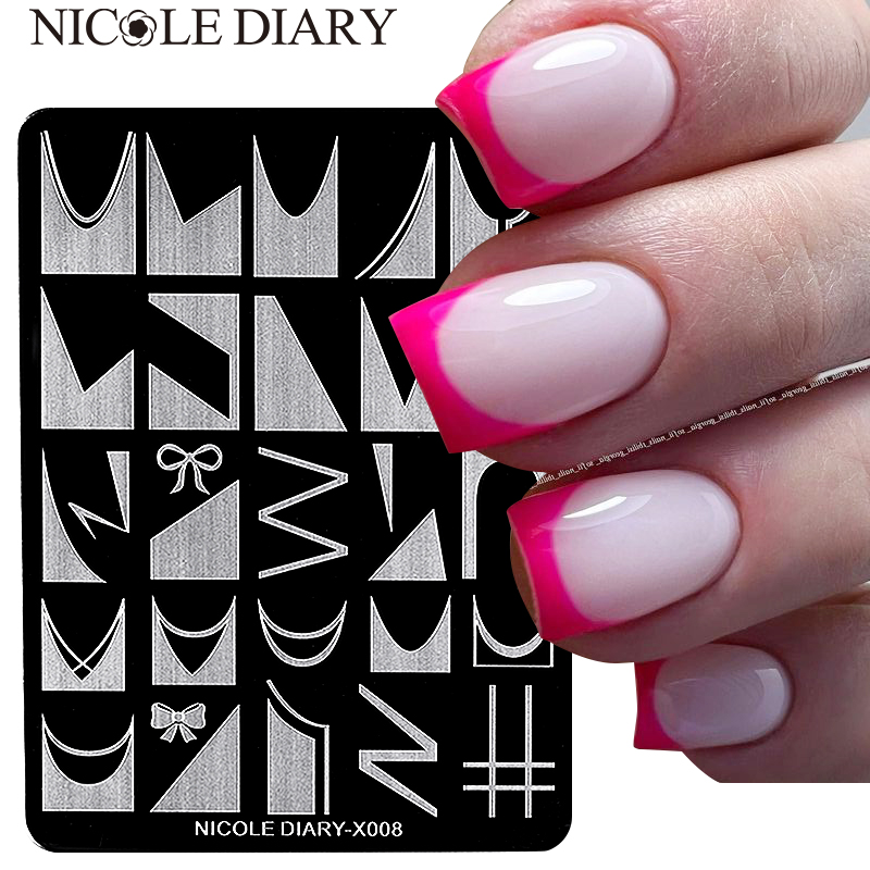 Description Picture 5 of itemNICOLE DIARY French Flower Leaves Nail Art Stamping Plates Geometry Wave Line Drawing Templates Nail Stamp Mold Stencil Tool DIY