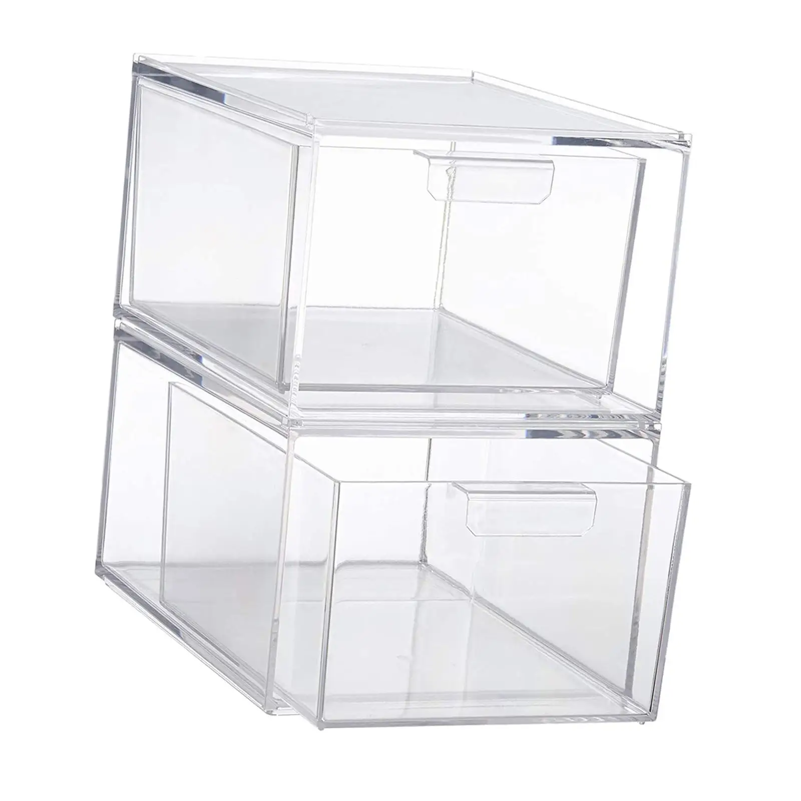 2x Clear Storage Box Organizing Desktop Sundries Container Acrylic Storage Container for Hair Accessories Jewelry Cosmetics