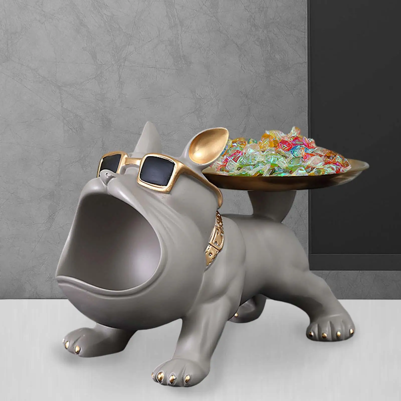 Dog Figurine Animal Sculpture Key Holder Desk Organizer Bowl Dog Storage Tray Statue for Home Office Party Desktop Modern Decor